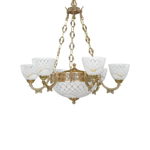 Люстра подвесная  L 7152/6+2 Reccagni Angelo белая на 8 ламп, основание золотое в стиле классический  фото 2